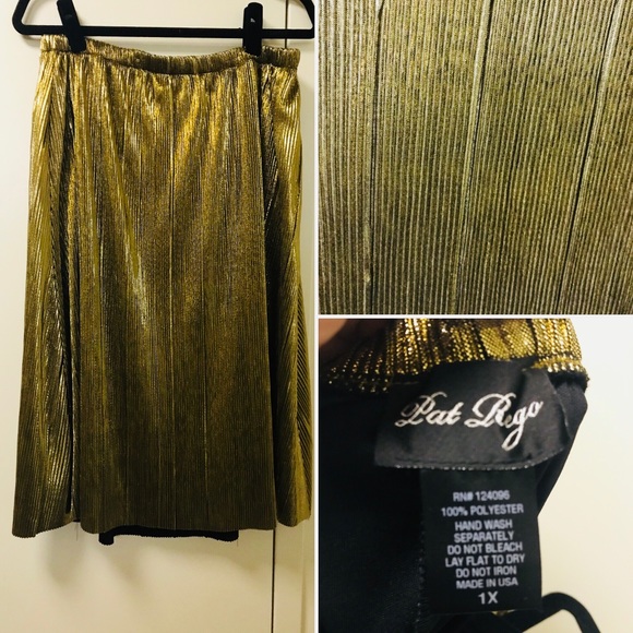 Pat Rego Gold Pleated Skirt - Picture 1 of 2